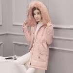 2016 Womens Warm Winter Down Coat Raccoon Fur Hooded Parkas Long Down Jacket