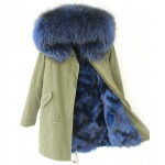 2016 army green winter jacket coat women parka real large Raccoon Fur Collar hooded natural fox real fur Thick Warm Fur liner