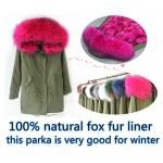 2016 army green winter jacket coat women parka real large Raccoon Fur Collar hooded natural fox real fur Thick Warm Fur liner