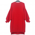 2016 autumn and winter red dresses new women's plus size thin wild lantern sleeve christmas winter sweater dresses women