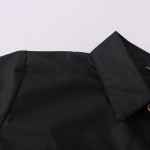 2016 autumn dress Women's embroidery black shirt dress