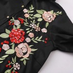 2016 autumn dress Women's embroidery black shirt dress