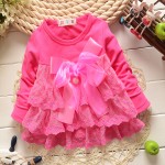 2016 autumn new born baby dress/soft and cute lace princess infant dress baby girls dres Baby clothes