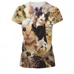 2016 cute cat design american apparel Plus size couple clothes 3D printed harajuku t shirt women punk rock camisetas y tops