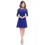 2016 fashion dresses new Spring summer plus size women clothing lace stitching pleated chiffon dresses vestidos blue 4XL