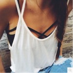 2016 female strappy bra bralette sexy bustier crop top Black White Stripe Grey cropped tops tank top women cheap blusa hot 001