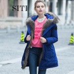 2016 girl women down warm coat jacket parka hooded raccoon fur fashion new winter zipper outerwear epaulet modal time plus size