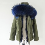 2016 high quality army green winter jacket women genuine natural fox real fur coat With Raccoon Dog Fur Collar Thick Warm Fur