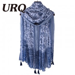 2016 large Soft Viscose Scarf with Tassels Floral Print for Women Bohemian Style Summer bufandas cachecol V9A18544