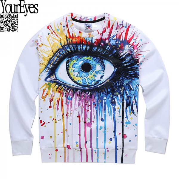 2016 new Fashion Men/Women's Big Eyes Printing Colorful Hoodie Fall Winter 3D Sweatshirts Clothes Harajuku 3D Sweatshirt men