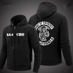 2016 new SOA Sons of anarchy sweatshirt samcro cashmere zip cardigan jacket zipper loose cotton men's Hoodies Sweatshirts