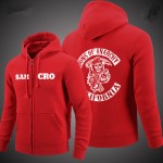 2016 new SOA Sons of anarchy sweatshirt samcro cashmere zip cardigan jacket zipper loose cotton men's Hoodies Sweatshirts