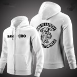 2016 new SOA Sons of anarchy sweatshirt samcro cashmere zip cardigan jacket zipper loose cotton men's Hoodies Sweatshirts