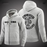 2016 new SOA Sons of anarchy sweatshirt samcro cashmere zip cardigan jacket zipper loose cotton men's Hoodies Sweatshirts