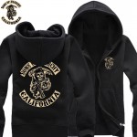 2016 new SONS OF ANARCHY velvet zipper Hoodies Sweatshirts winter thickening fleece cotton men sweatshirt