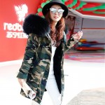 2016 new long Camouflage winter jacket coat women parka natural large Raccoon Dog Fur Collar hooded Thick Warm faux Fur liner