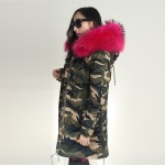 2016 new long Camouflage winter jacket coat women parka natural large Raccoon Dog Fur Collar hooded Thick Warm faux Fur liner