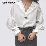 2016 new loose white black solid color shirt autumn fashion women batwing sleeve v neck blouses ladies shirts