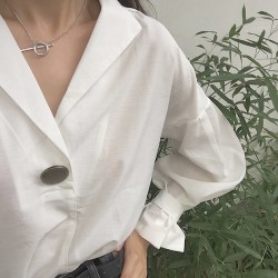 2016 new loose white black solid color shirt autumn fashion women batwing sleeve v neck blouses ladies shirts