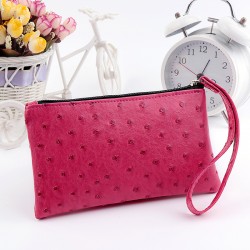 2016 new ostrich grain PU women clutch bag 18 * 10CM phone package change key cases