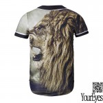 2016 newest high quality hip hop t shirt with animal pirnt lion/cat black white graphic t shirts street wear cool tees tops #025