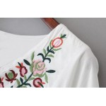2016 spring summer new style fashion ladies V neck vintage Boho ethnic embroidery oversized white dresses with batwing sleeve