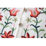 2016 spring summer new style fashion ladies V neck vintage Boho ethnic embroidery oversized white dresses with batwing sleeve