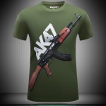 2016 summer Brand Casual Men's animal T-Shirt AK47/Pistol /bear / wolf 3D Printed T-Shirts Men Funny tee shirt Plus Size S-6XL