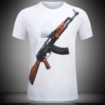 2016 summer Brand Casual Men's animal T-Shirt AK47/Pistol /bear / wolf 3D Printed T-Shirts Men Funny tee shirt Plus Size S-6XL