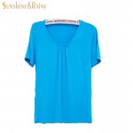 2016 summer Fashion women t-shirts Ladies loose short sleeve candy color tops and tees Comfortable Elastic tops plus size 6XL