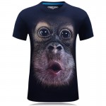 2016 summer Men's brand clothing O-Neck short sleeve animal T-shirt gas monkey/lion 3D Digital Printed T shirt Homme large size