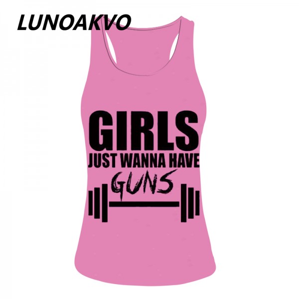 2016 summer girls just wanna have guns tank top fitness tank top apparel tanks for women