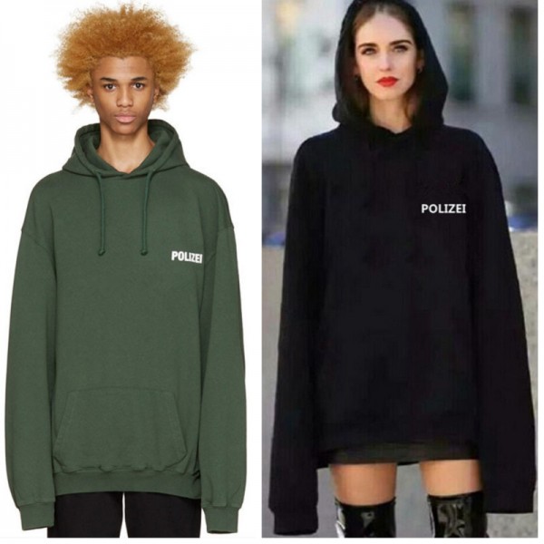 2016 sweatshirt oversized Green Polizei 16ss Embroidered hoodie with letters men women hiphop hoodies streetwear urban clothes