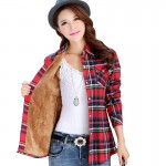 2016 warm winter coat female  thick velvet shirt plaid long-sleeved shirt  comfortable winter fashion cotton shirt women 20color