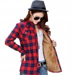 2016 warm winter coat female  thick velvet shirt plaid long-sleeved shirt  comfortable winter fashion cotton shirt women 20color