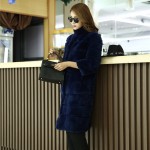 2016 winter new women's long section of the vertical stitching collar Rex fur fur grass fur coat