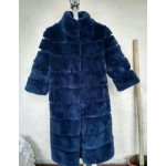 2016 winter new women's long section of the vertical stitching collar Rex fur fur grass fur coat