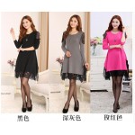 2016 women lace long-sleeve asymmetric basic dress