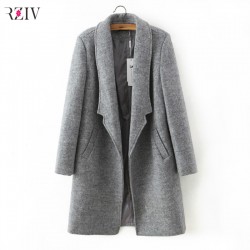 2016 women winter autumn jacket long women coat slim suit collar long style soild woolen coat female jacket