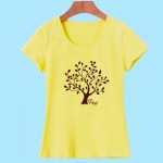 2016Hip Hop Cotton Women Tshirts O Neck Tree Printed Female T-shirt Short Sleeve Slim Fit Popular Girls Tees Tops Clothes HH042