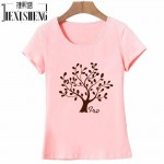 2016Hip Hop Cotton Women Tshirts O Neck Tree Printed Female T-shirt Short Sleeve Slim Fit Popular Girls Tees Tops Clothes HH042