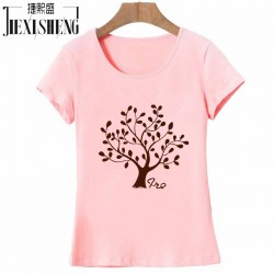 2016Hip Hop Cotton Women Tshirts O Neck Tree Printed Female T-shirt Short Sleeve Slim Fit Popular Girls Tees Tops Clothes HH042