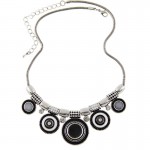 2016New Choker Necklace Fashion Ethnic Collares Vintage Silver Plated Colorful Bead Pendant Statement Necklace For Women Jewelry