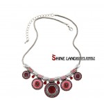 2016New Choker Necklace Fashion Ethnic Collares Vintage Silver Plated Colorful Bead Pendant Statement Necklace For Women Jewelry