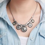 2016New Choker Necklace Fashion Ethnic Collares Vintage Silver Plated Colorful Bead Pendant Statement Necklace For Women Jewelry