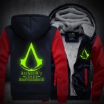 2016New Winter Fashion Luminous pattern Assassin Creed Hoodie Zipper Sweatshirt Ticken Cool Hoodies Men USA EU size Plus size