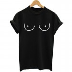 2017   New T-shirt Women Breast Tit Emoji Printed Short  For Female Top Harajuku T  Shirt  Plus Size Couples Clothes