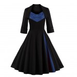 2017 50s Vintage Christmas Dress for Women Elegant Autumn Patchwork Dress Casual Evening Party Swing Plus Size Dress Vestidos