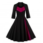 2017 50s Vintage Christmas Dress for Women Elegant Autumn Patchwork Dress Casual Evening Party Swing Plus Size Dress Vestidos
