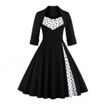 2017 50s Vintage Christmas Dress for Women Elegant Autumn Patchwork Dress Casual Evening Party Swing Plus Size Dress Vestidos